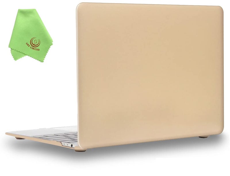 UESWILL Luxury Gold Smooth Soft Touch Rubber Coated Hard Shell Case Cover Compatible with MacBook 12 inch with Retina Display (Model: A1534) + Microfibre Cleaning Cloth, Gold - Image 1